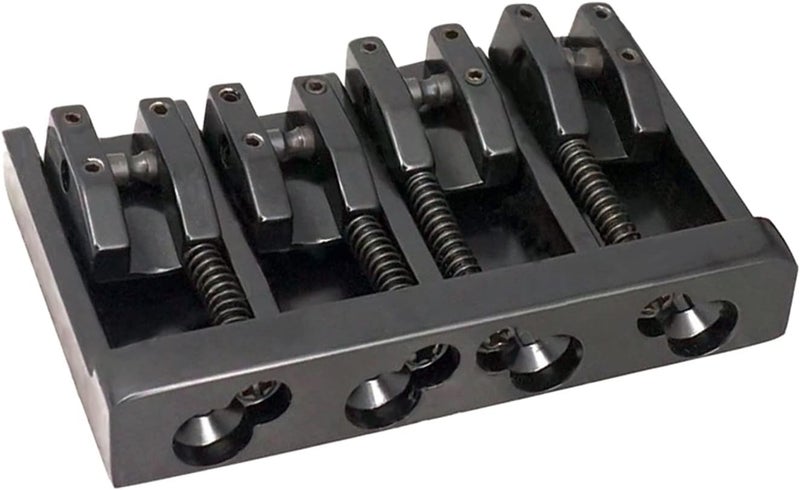 JD.Moon Vintage 4 String Bass Bridge Tailpiece A-style Roller Saddle Bridge Top Load or String Through Body (Black) - Image 3